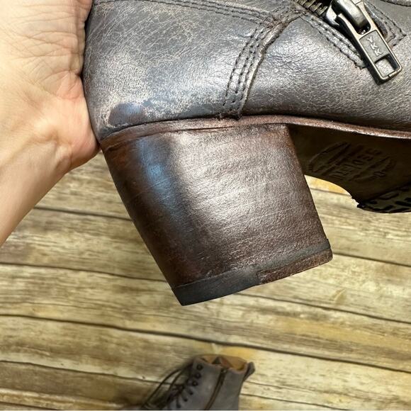 BED | STU - FINIS - SMOKE GRAY LUX - Women's Kiltie Boots Bootie Heels -Size 6.5 - Picture 13 of 13